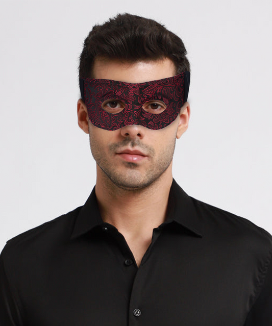 Red and Black Brocade Face Mask for Adults - Wholesale