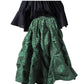 Ruched  Green Brocade Renaissance Skirt  - Wholesale Easto Garments