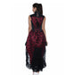 Victorian Lavish Black/Red Satin Dress with Floral Mesh