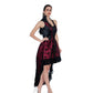 Victorian Lavish Black/Red Satin Dress with Floral Mesh