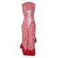 RED/WHITE STRIPE ADJUSTABLE HIGH LOW DRESS