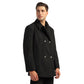 Classic Black Felt Double-Breasted Coat With Silver Buttons