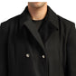 Classic Black Felt Double-Breasted Coat With Silver Buttons