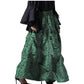 Ruched  Green Brocade Renaissance Skirt  - Wholesale Easto Garments
