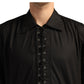 Goth Black Cotton Shirt with Eyelet and Dori Detailing