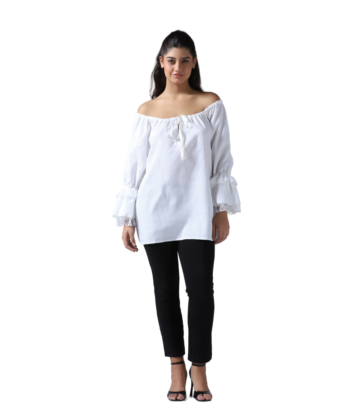 wHITE Cotton Knee length Chemises Dress ( Easto Garments