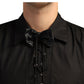 Goth Black Cotton Shirt with Eyelet and Dori Detailing