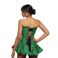 Green Brocade Corset Mini Dress