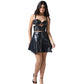 Black Benied Leather Halter Corset Top with Lace-Up Back Easto Garments