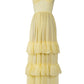 Women's Yellow Maxi Dress with Corset-Style Lace-Up Back