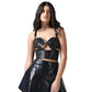 Black Benied Leather Halter Corset Top with Lace-Up Back Easto Garments