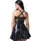 Black Benied Leather Halter Corset Top with Lace-Up Back Easto Garments