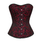 Affra Red Brocade Waist Training Overbust Corset Front