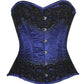 Bule/Black Embroidery Overbust corset