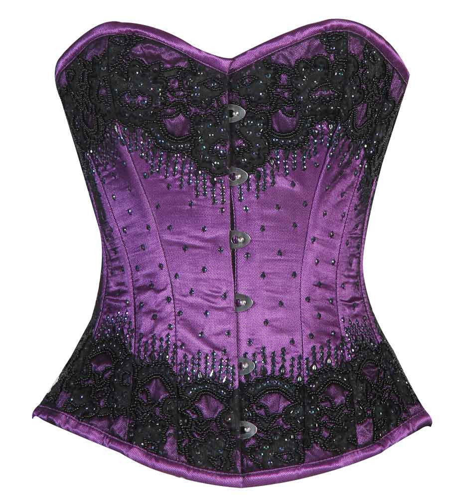 Purple/Black Embroidery Overbust corset