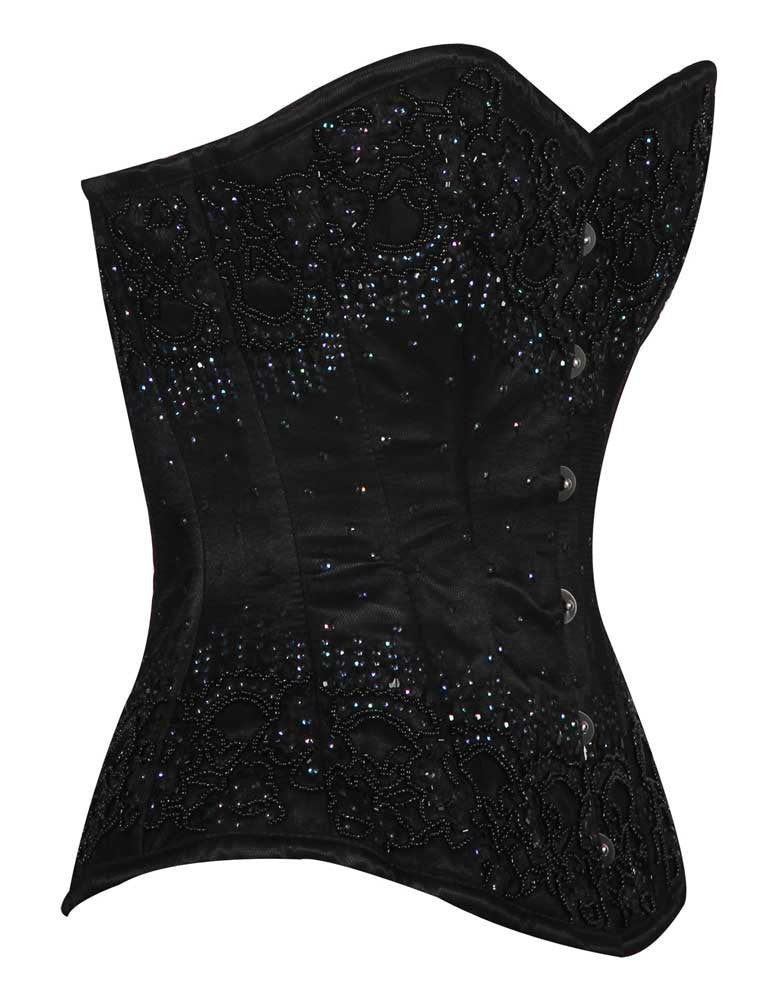 Black Embroidery Overbust corset