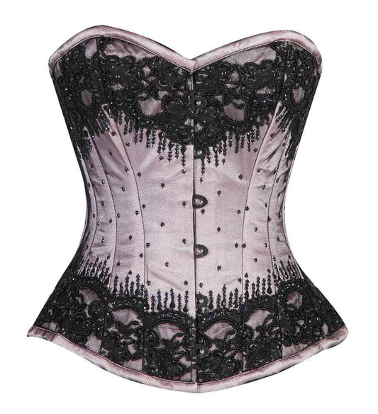 White/Black Embroidery Overbust corset