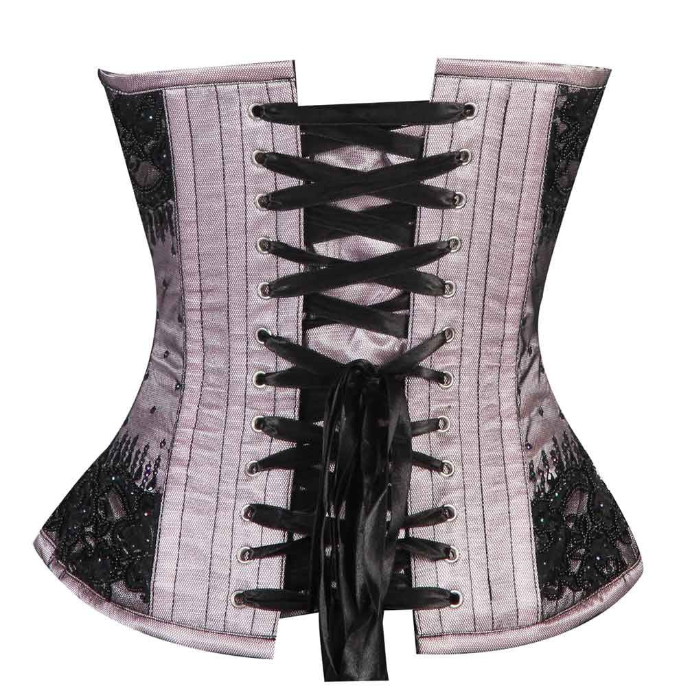 White/Black Embroidery Overbust corset