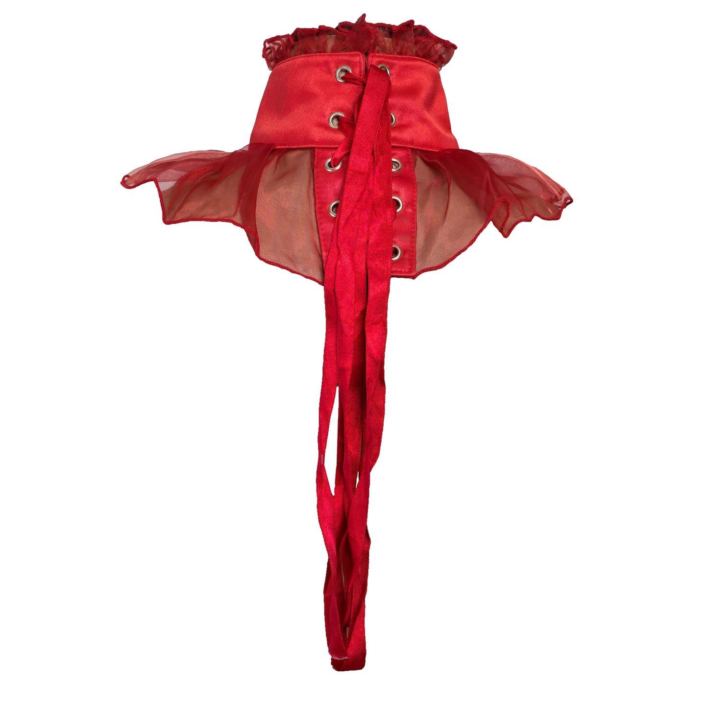 Scarlet Tissue Collar with Blood-Red Satin Lace-Up Back