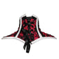 Black Floral Mesh on Red Satin High Collar Neck Corset/Collor/Band