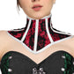 Black Floral Mesh on Red Satin High Collar Neck Corset/Collor/Band