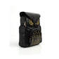 Owl Embroidered Black PU Leather Trendy Mini Backpack