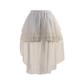 A white tiered tulle skirt with a lace ruffle detail and an elastic waistband, shown against a plain white background.