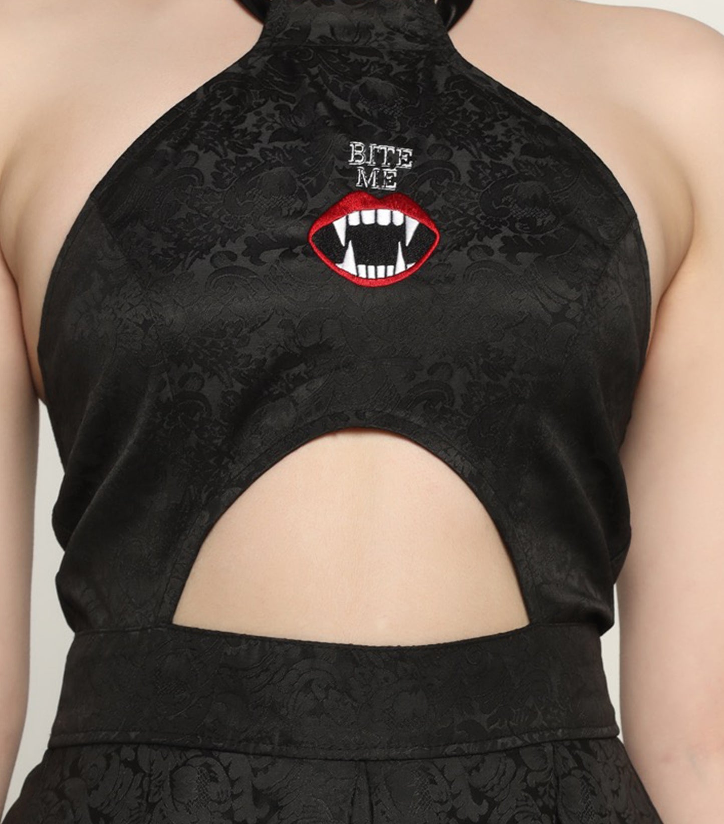 Bite Me Embroidered Ladies Gothic Dress