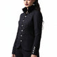 Women’s black Hussar tailcoat in felt with braided frogging and metal button front
