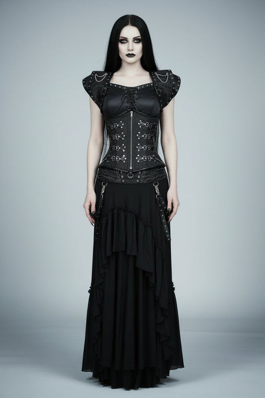 Dark Gothic Authentic Steel Boned Underbust Corset Dress Easto Garments