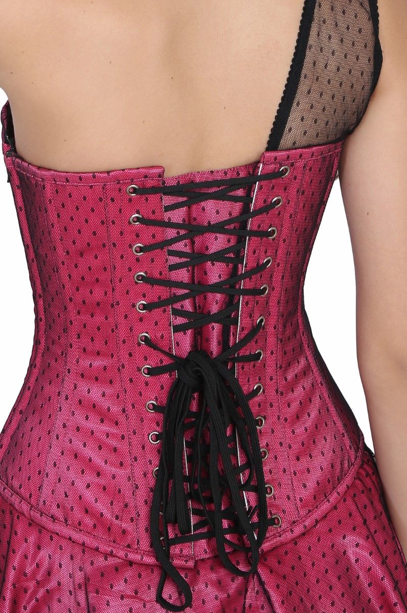 Authentic steel boned overbust corset dress with one shoulder strap