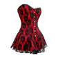 Red Satin Black Net Corset Dress