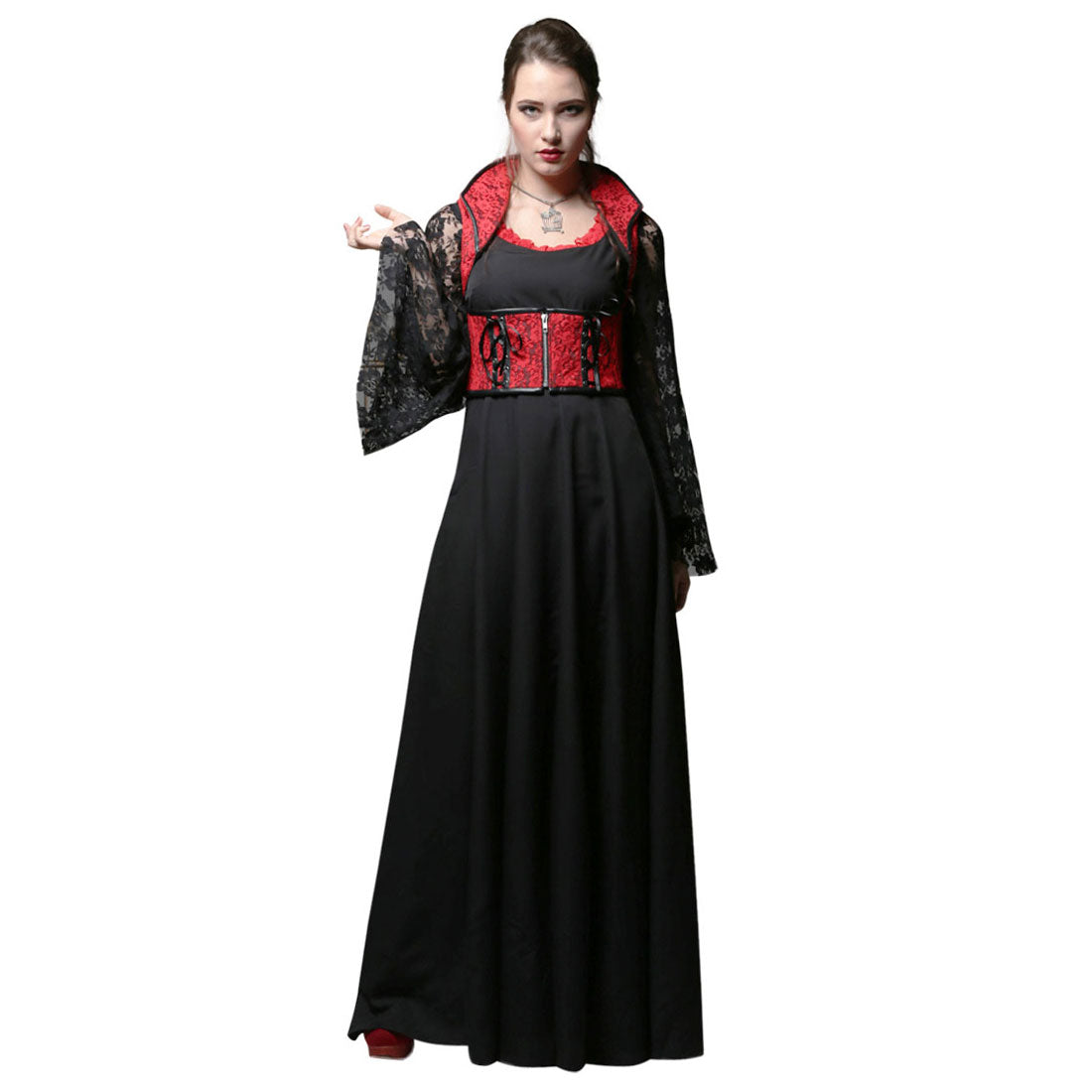Langes Gothic-Kleid mit Rundhalsausschnitt von Michela