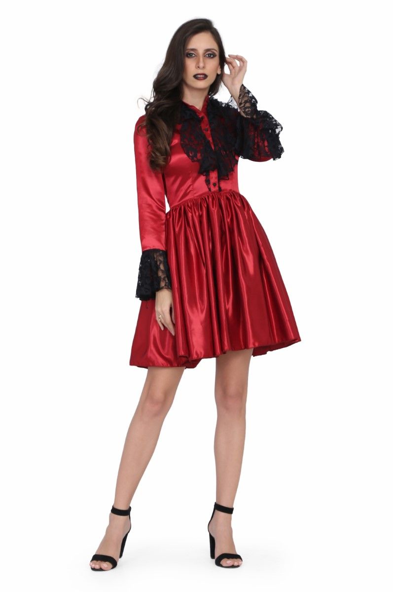 Ladies Laced Gothic Red Dress