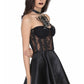 Damen-Gothic-Einteilerkleid aus schwarzem Mesh