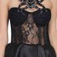 Damen-Gothic-Einteilerkleid aus schwarzem Mesh