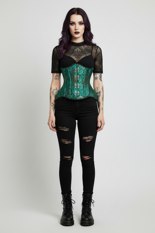 Alis Authentic Steel Boned Jacquard C-lock Underbust Waist Training Corset Easto Garments