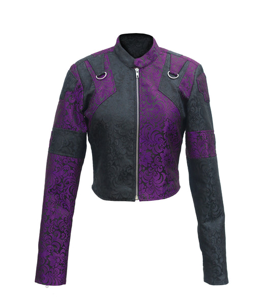 Black Purple Brocade Ladies Jacket