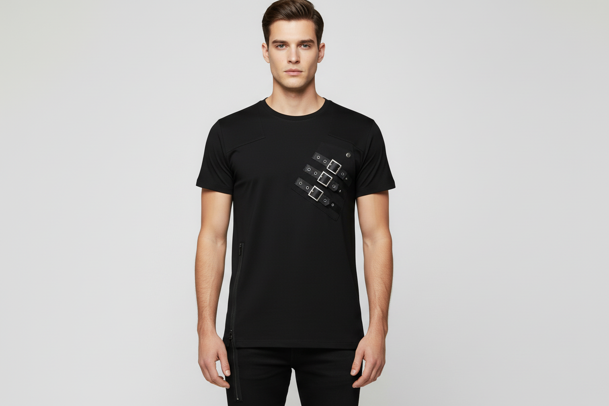 Men Black gothic cotton T-Shirt Easto Garments