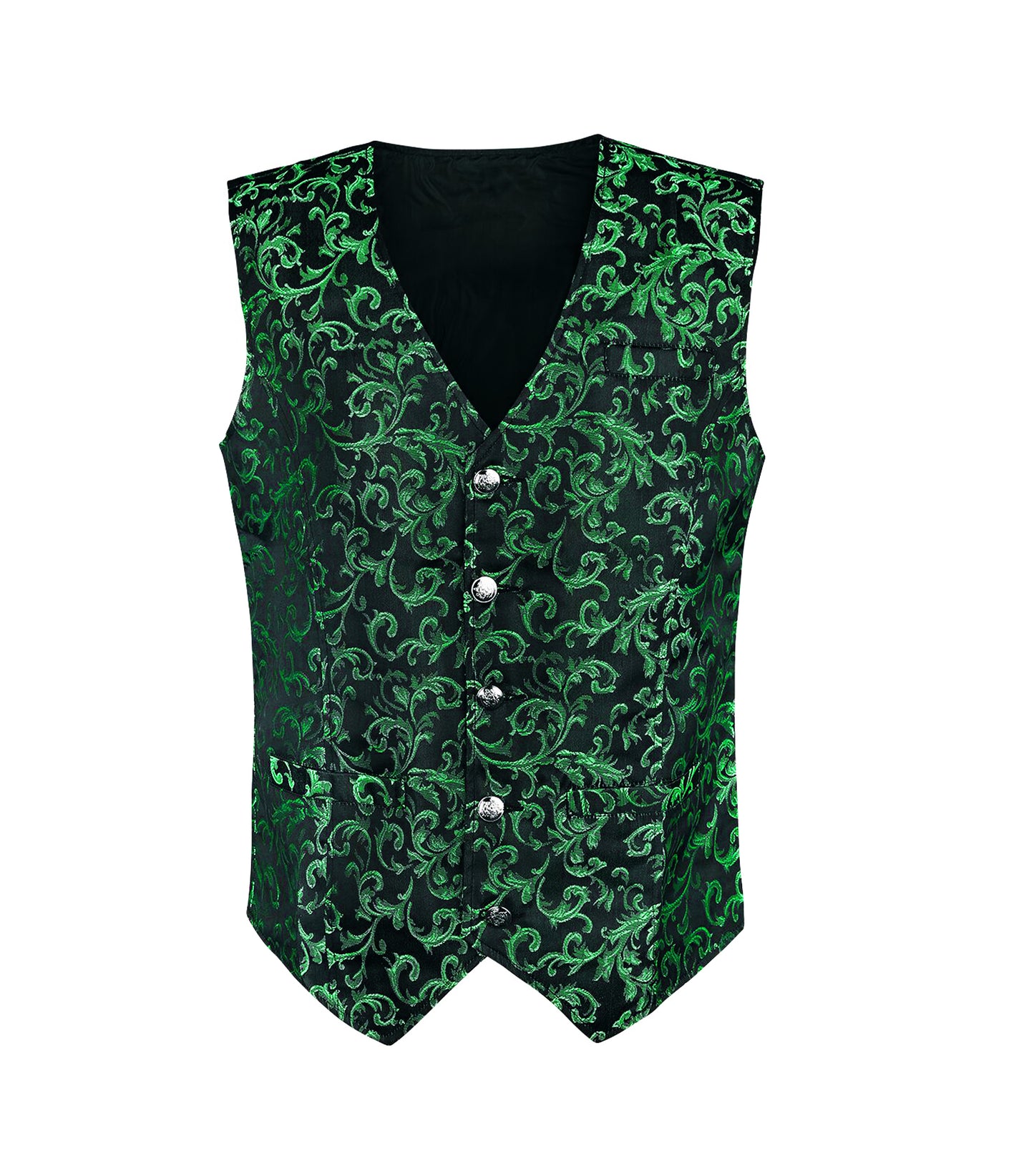 Classic Green-fueled Brocade Men's Waist Coat