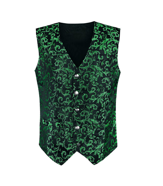 Classic Green-fueled Brocade Men's Waist Coat