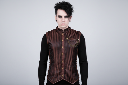 Brown polyester Men Gothic Waist Coat Easto Garments