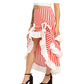 Red Stripe Adjustable High-Low Skirt