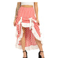 Red Stripe Adjustable High-Low Skirt