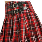 Fashionable Black/Red Tartan Mini Skirt With Adjustable Leather Strap