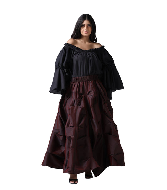 Ruched Copper Renaissance Skirt in Tafta with Cotton Lining