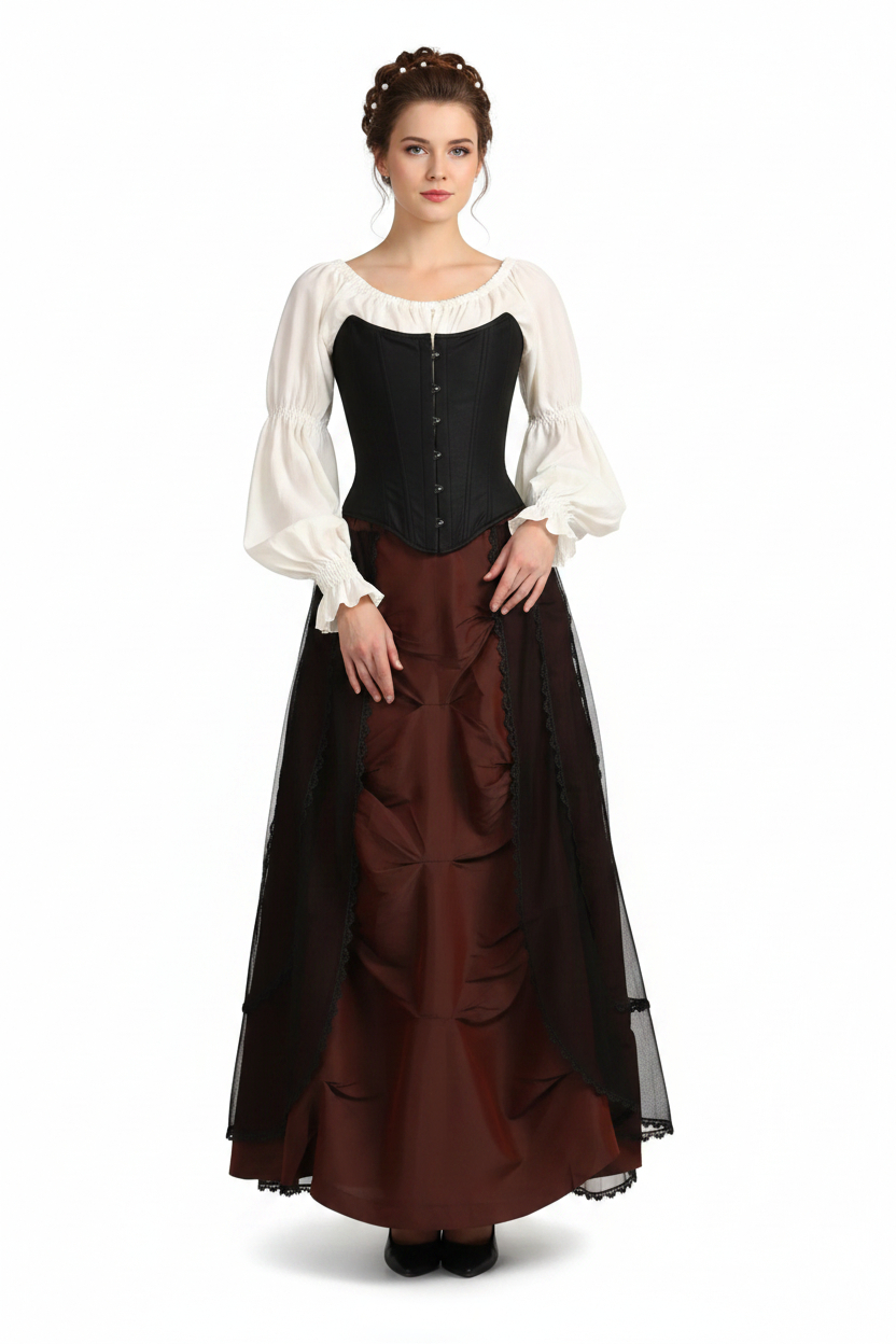Copper and Black Skirt in Tafta - Wholesale Easto Garments