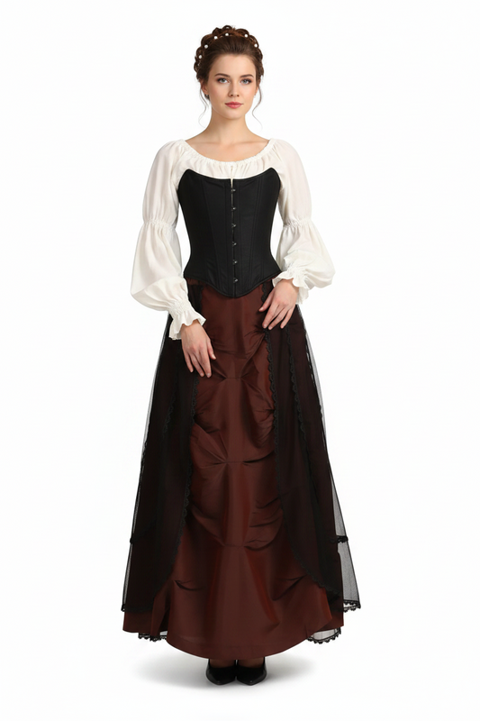 Copper and Black Skirt in Tafta - Wholesale Easto Garments