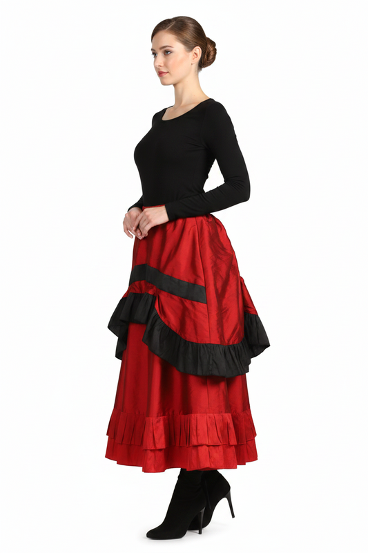 Red and Black Skirt in Tafta - Wholesale Easto Garments