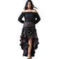 Coffee Brown Brocade Ruched High-Low Steampunk Skirt front view